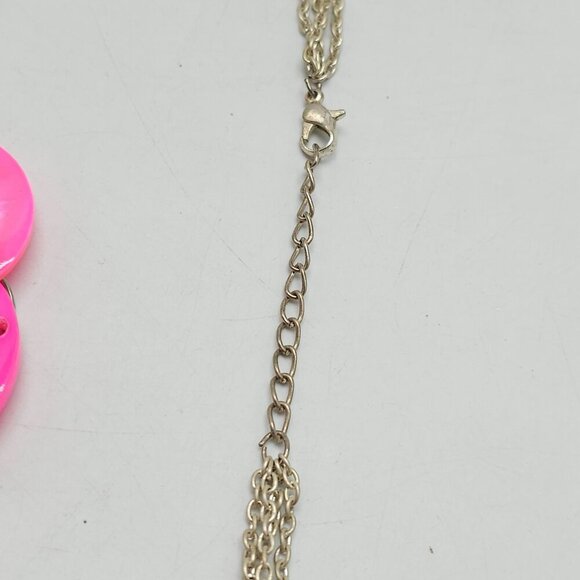 Pink Circle Disc Shell Chain Statement Necklace Vintage 1980s Pop Glam - Picture 4 of 5